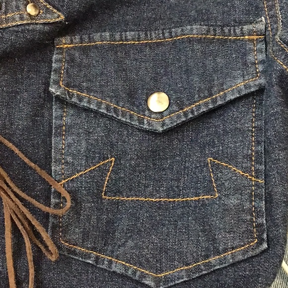 Vintage HBOY dark denim lace up collared shirt with grommets size M - Picture 6 of 6